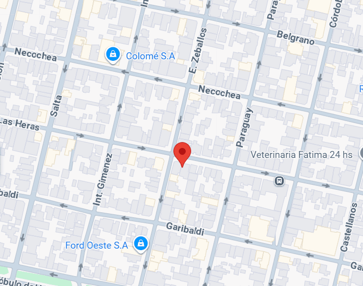 Mapa del consultorio en Las Heras 910, Rafaela